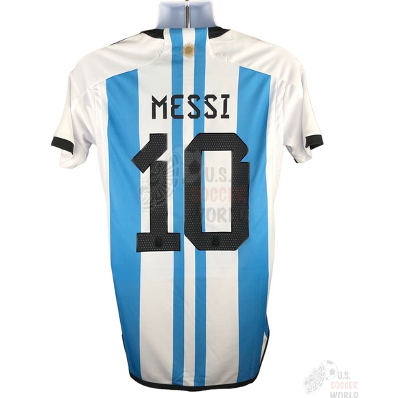 NEW 🔥 World Cup FINAL 🔥 QATAR 2022 Argentina Messi #10 Home Mens Soccer Jersey - Picture 15 of 15